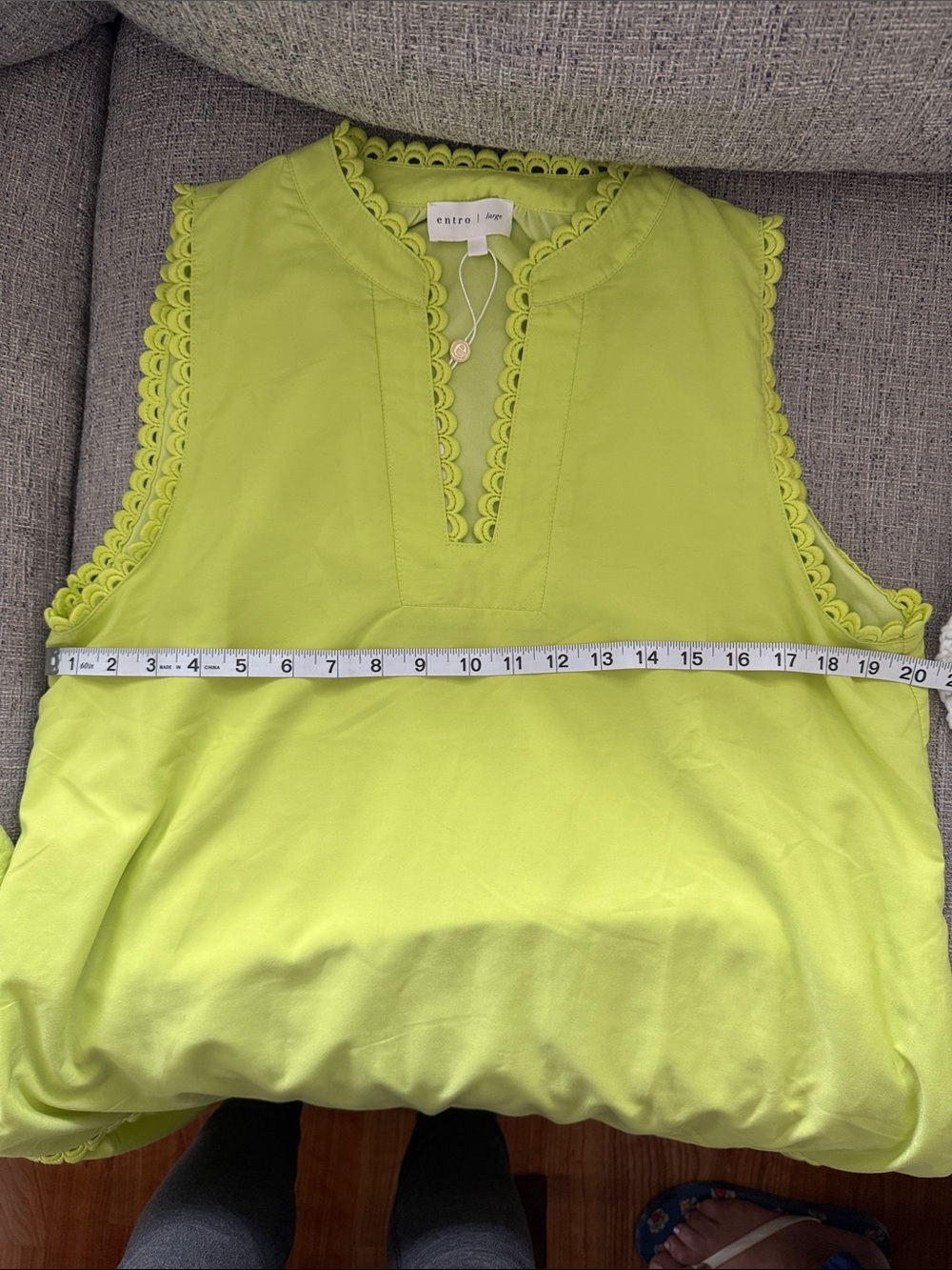 entro Neon Lime Tie-Waist Dress with Scalloped Trim - Picture 5 of 5